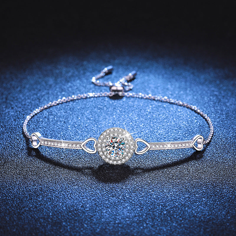 Heart and circle moissanite bracelet