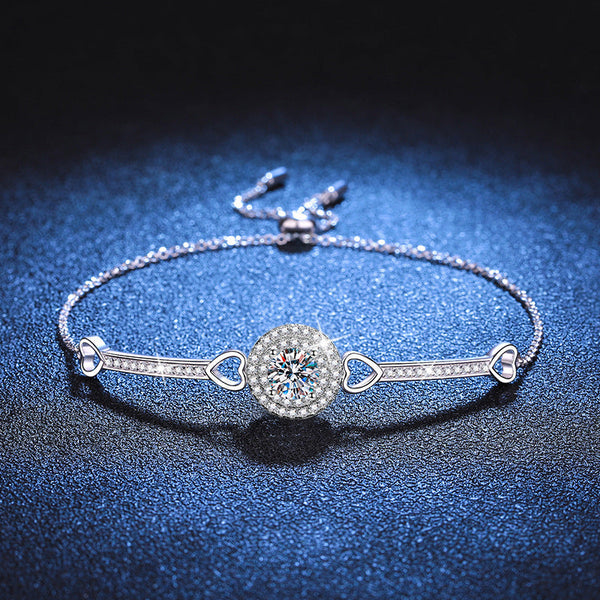 Heart and circle moissanite bracelet
