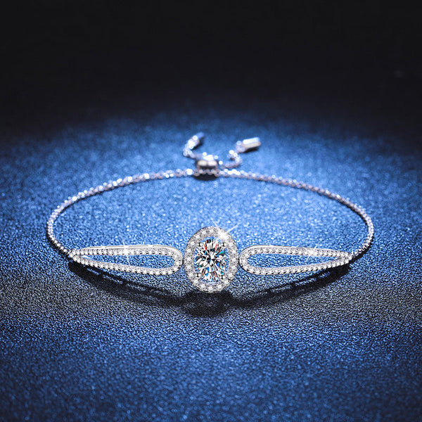 Teardrop halo moissanite bracelet
